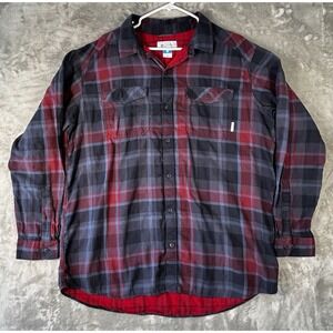 Columbia Shirt Mens XXL 2XL Button Up Plaid Red and Grey‎ plaid check flannel